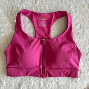Tek Gear Pink Racerback Sports Bra Front Zipper Closure & Removable Pads Small